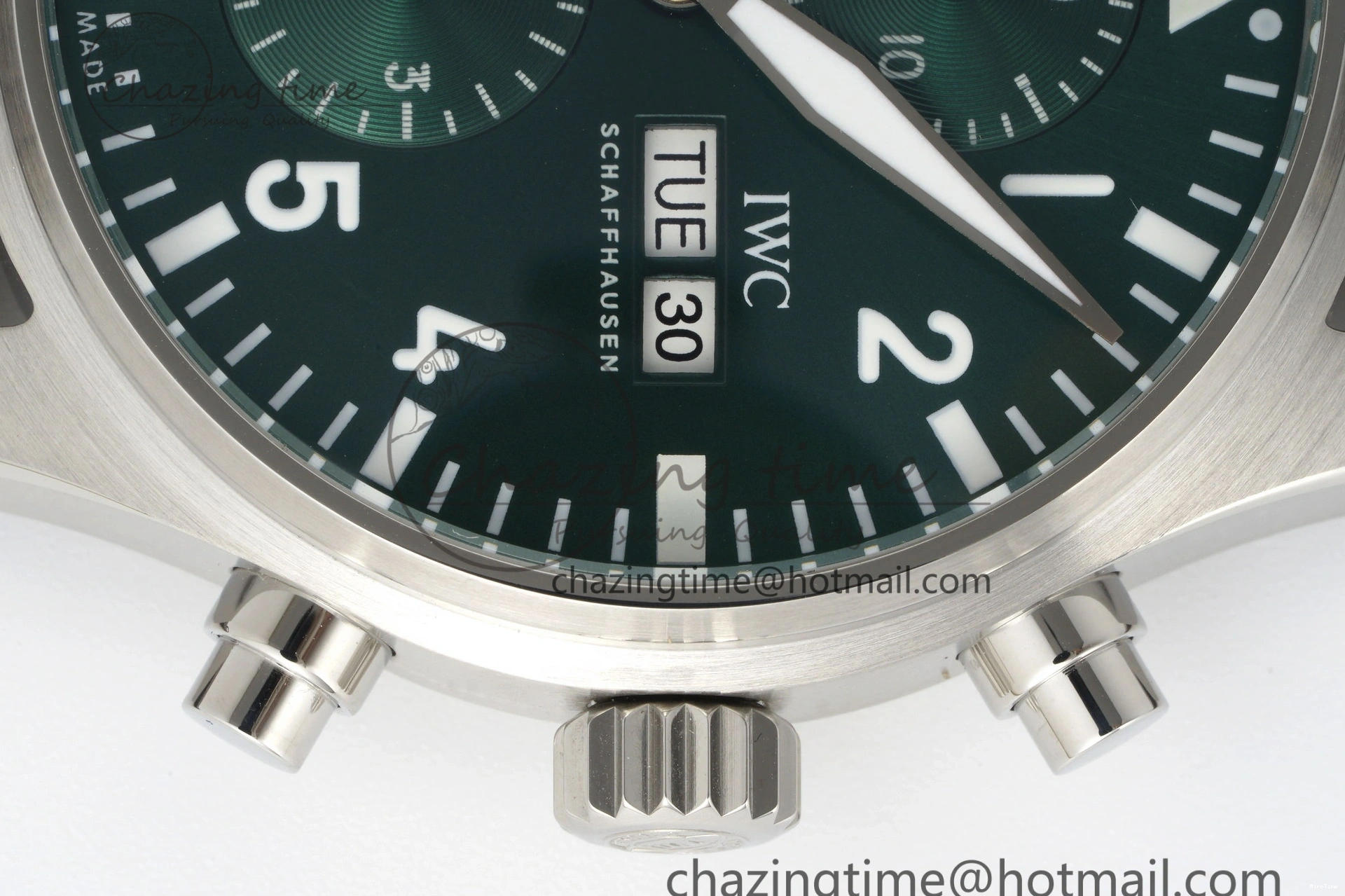 MIROTIME 0326 Bright Pilot Chrono SS AZF 1:1 Best Edition Green Dial on Brown Leather Strap A 7059